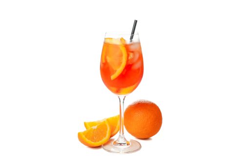 Aperol spritz cocktail isolated on white background. Summer drink